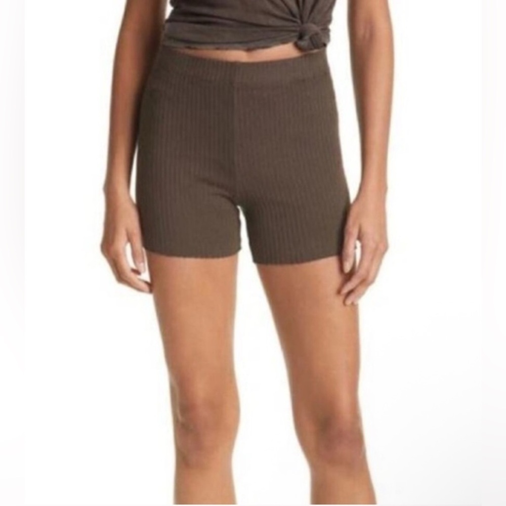 NWT Cotton Citizen Ibiza Ribbed Biker Short in Espresso Brown Size XS